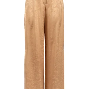 Pantalone a gamba larga “Extinct” oro in jacquard lucente