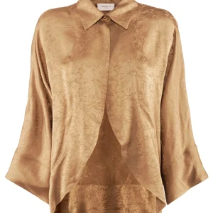 Camicia “Fato” oro in jacquard lucente