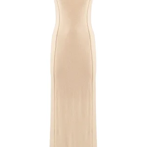 Abito “Tairoli” oro smanicato in maglia lurex