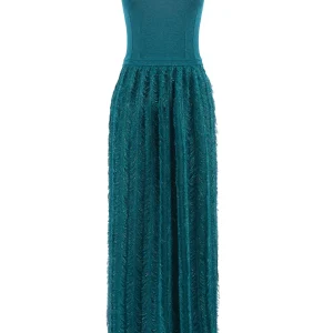 Abito “Taitai” oceano in maglia con plumage