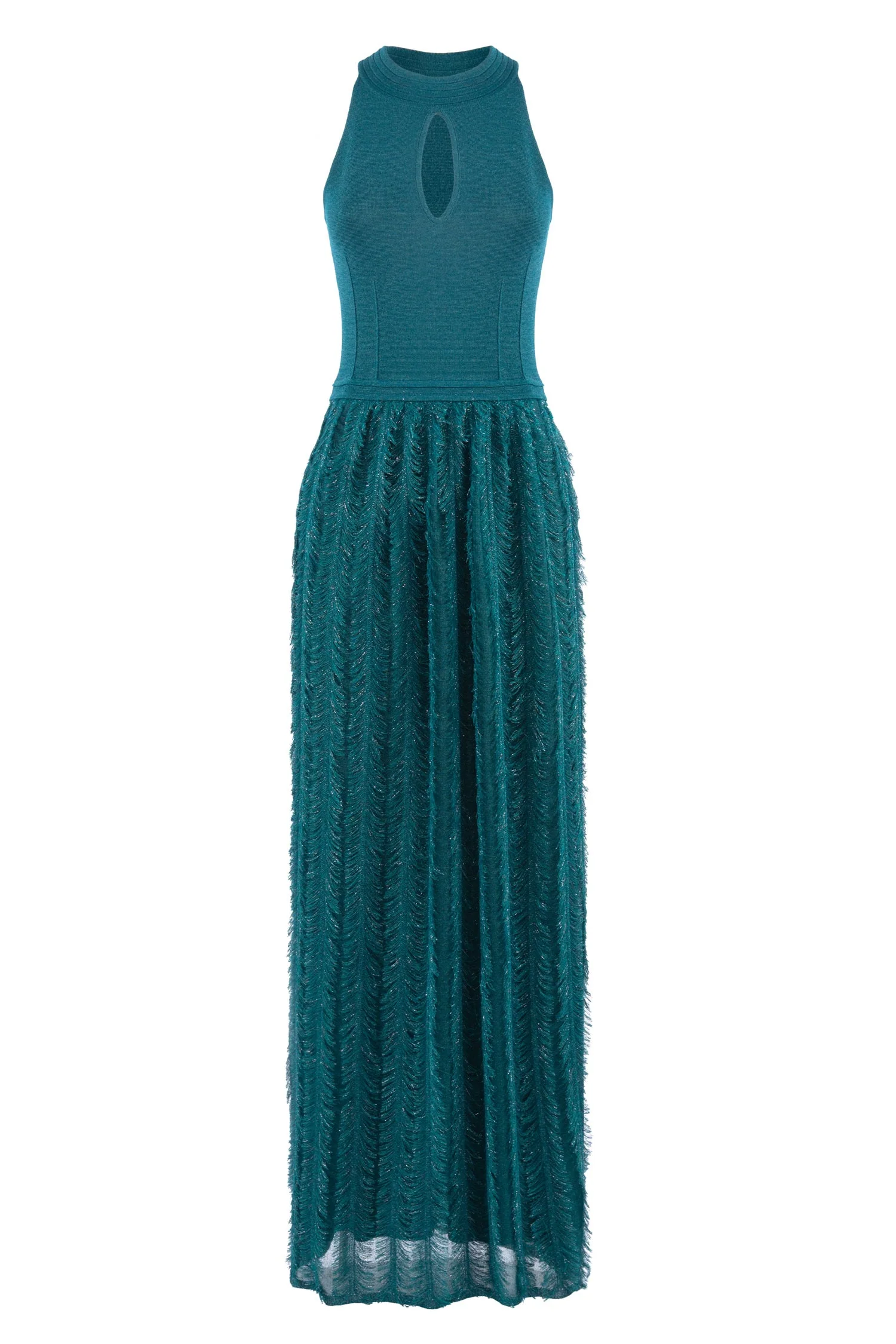 Abito “Taitai” oceano in maglia con plumage