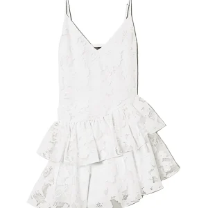 Abito corto bianco papers in organza fil coupé