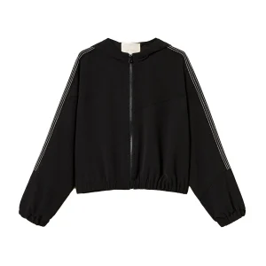 Giacca nera in crêpe con ricamo