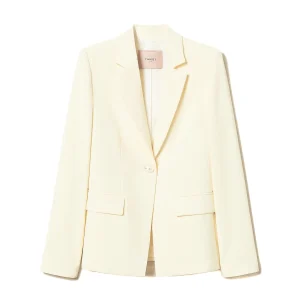 Giacca blazer vaniglia in crêpe fluido