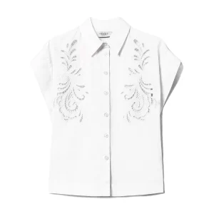 Camicia bianca in popeline con ricamo