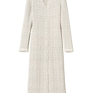 Maxi cardigan neve-oro jacquard con lurex