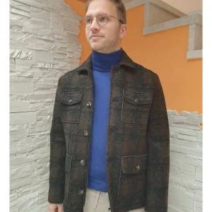 Giacca scuba/lana cotta check