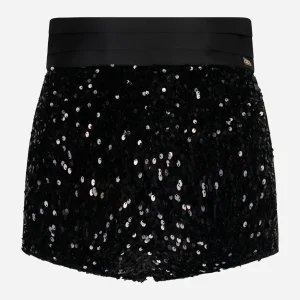 Shorts vita alta con paillettes Nero