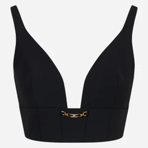 Top in crepe con dettaglio gioiello Nero