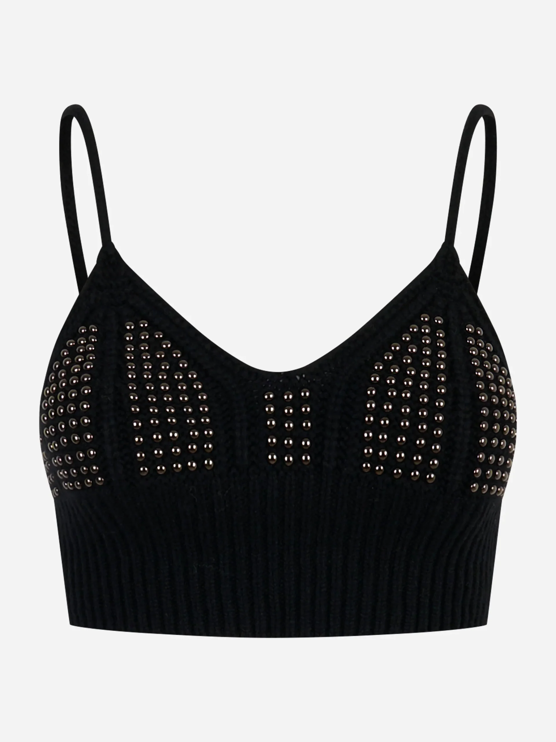 Top in maglia con borchie Nero - immagine 2