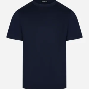 T-shirt slim con logo applicato Blu