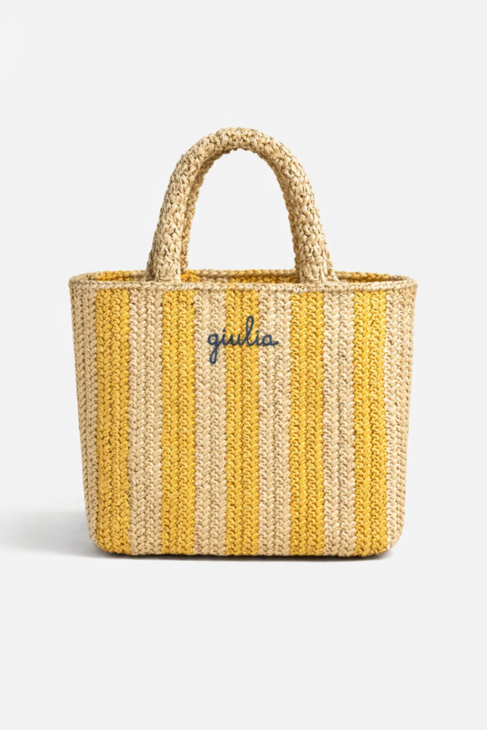 Borsa a Mano in Rafia - Righe gialle - immagine 2